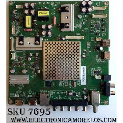 MAIN PARA TV VIZIO / NUMERO DE PARTE XFCB02K009 / 715G7126-M01-000-004K / 756TXFCB02K0090 / XFCB02K0090 / PANEL TPT500J1-HVN04 REV:S17TH / MODELOS E50-C1 / E50-C1 LTC6SKAR / E50-C1 LTCWSKAR / E50-C1 LTCWSKBR / E50-C1 LTMWSKAQ / E50-C1 LTMWSKAR